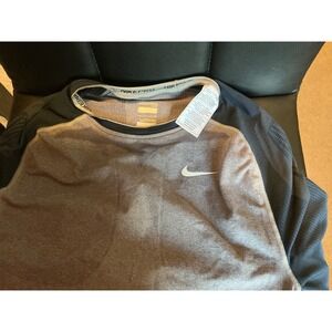 Nike Pro Tight Boys Grey Navy Blue MLB Baseball Long Sleeve Base Layer Shirt L